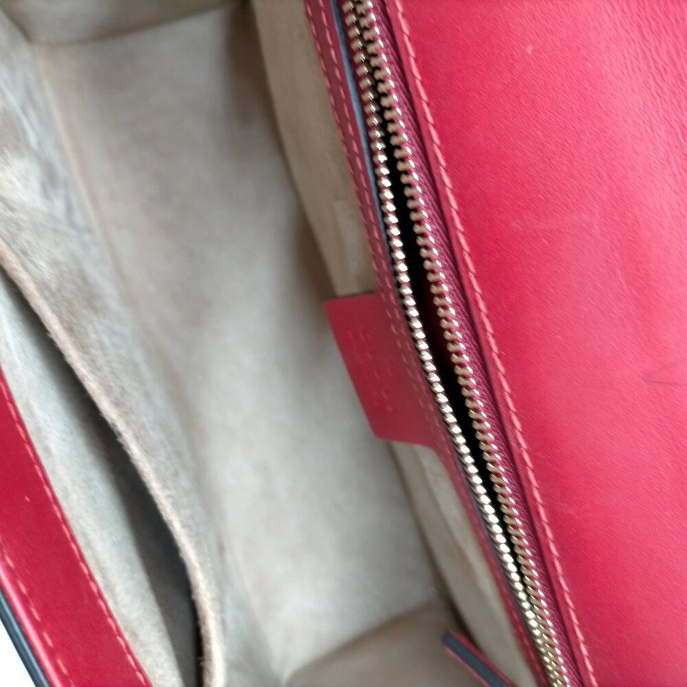 Authentic Gucci Sherry Line Red Leather Shoulder Bag mn684-112625 - Picture 11 of 16